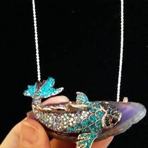 Handmade Agate Goldfish Necklace